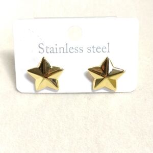 New Gold Tone Star Stainless Steel Earrings